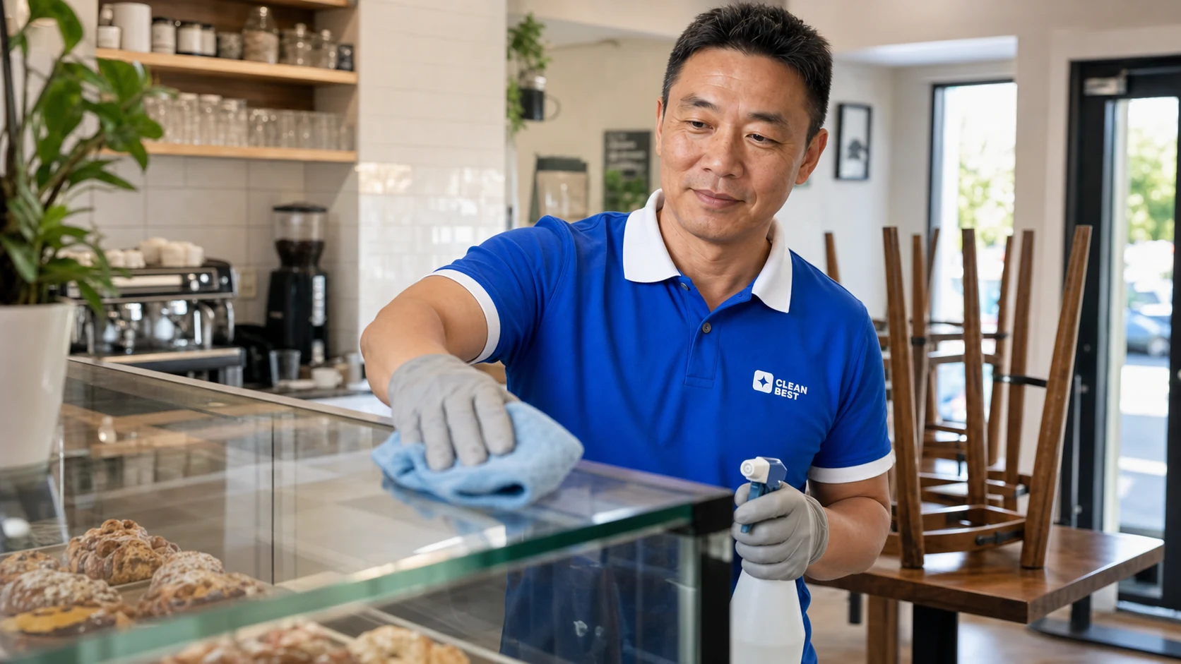Clean Best commercial cleaner working in a Parramatta office tower lobby after hours in NSW